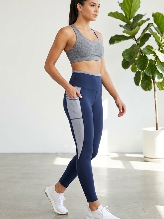 Southern Tide Pants - Southern Tide Navy High-Waist Leggings with Gray Side Panels